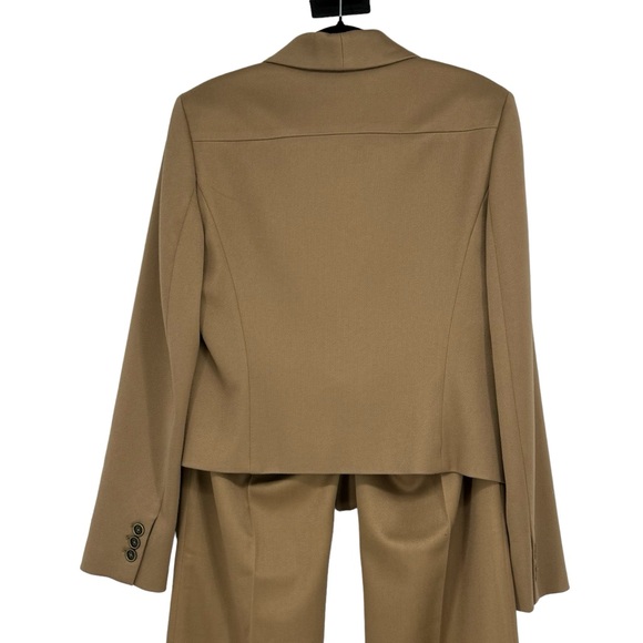 Women Anne Klein Size 12 (Jacket) 8 (Pants) Tan Polyester/Rayon/Spandex Pantsuit - Picture 7 of 16